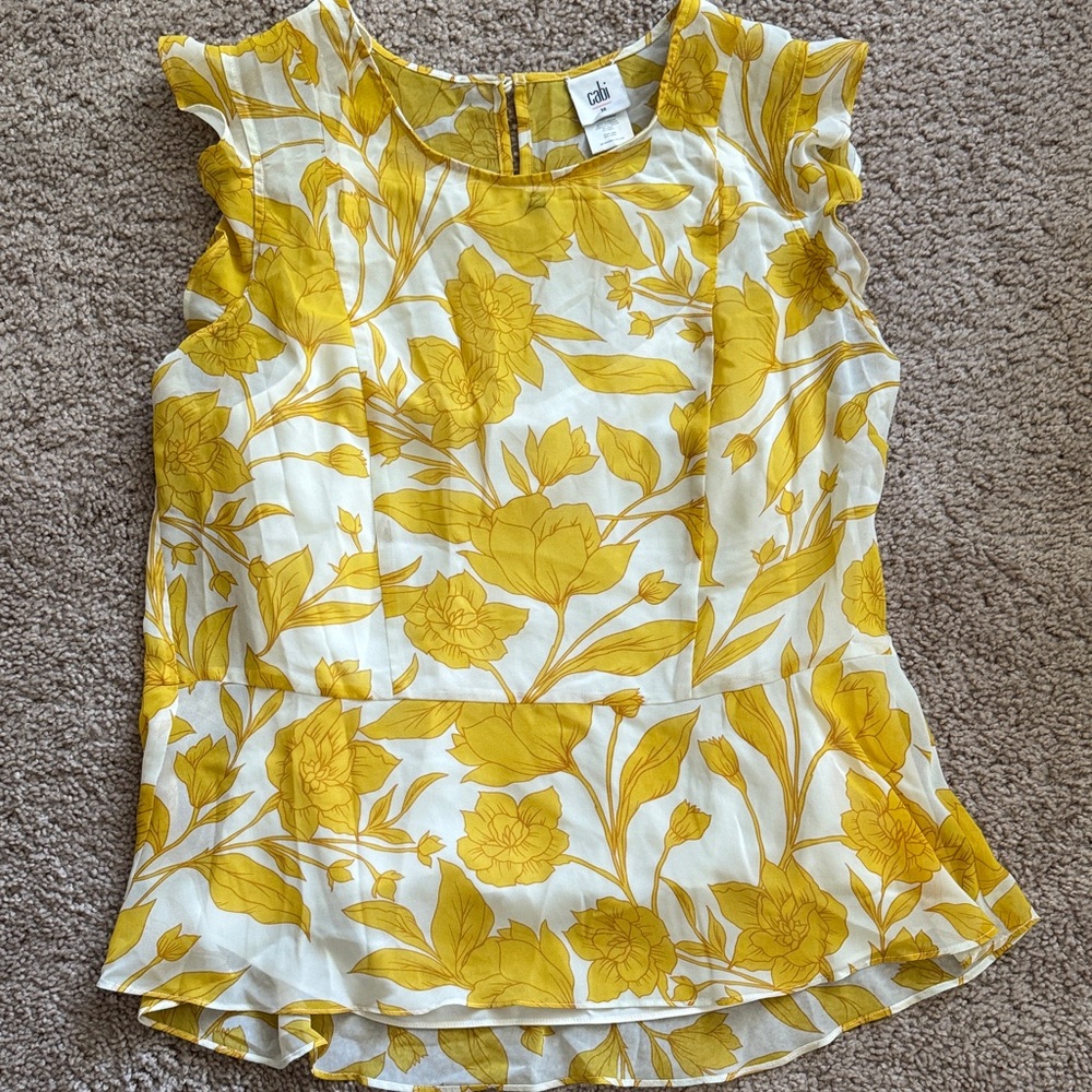 CAbi Yellow Floral Blouse